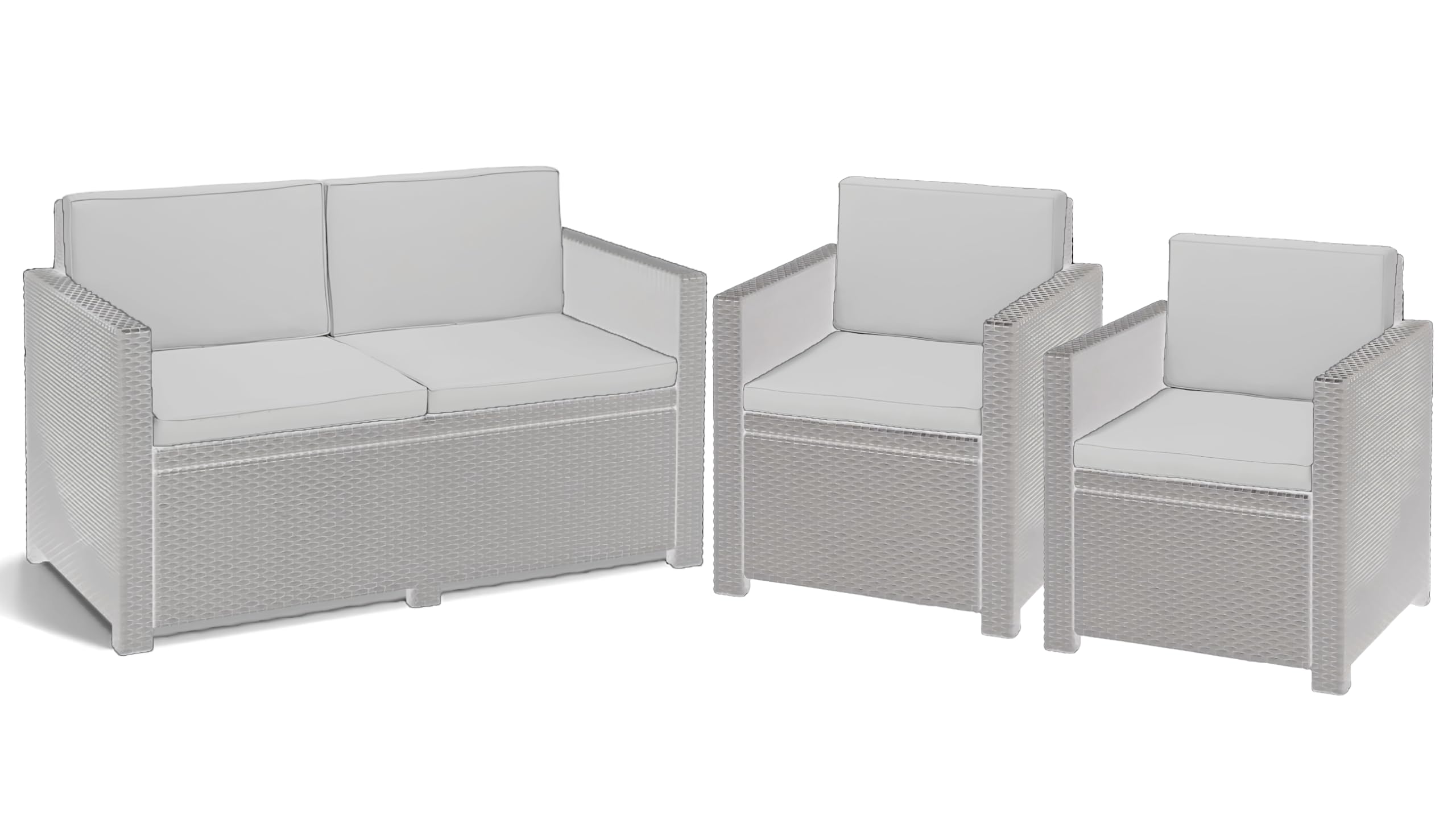 Rattan Furniture Cushion Waterproof Outdoor Seat Pad For Rattan Garden Furniture Chair Cushion Padding Patio 2, 3 or 4 Seater Comfy Set Sofa Cushions Pads Removable Cover (8 Pc Silver Patio Set)