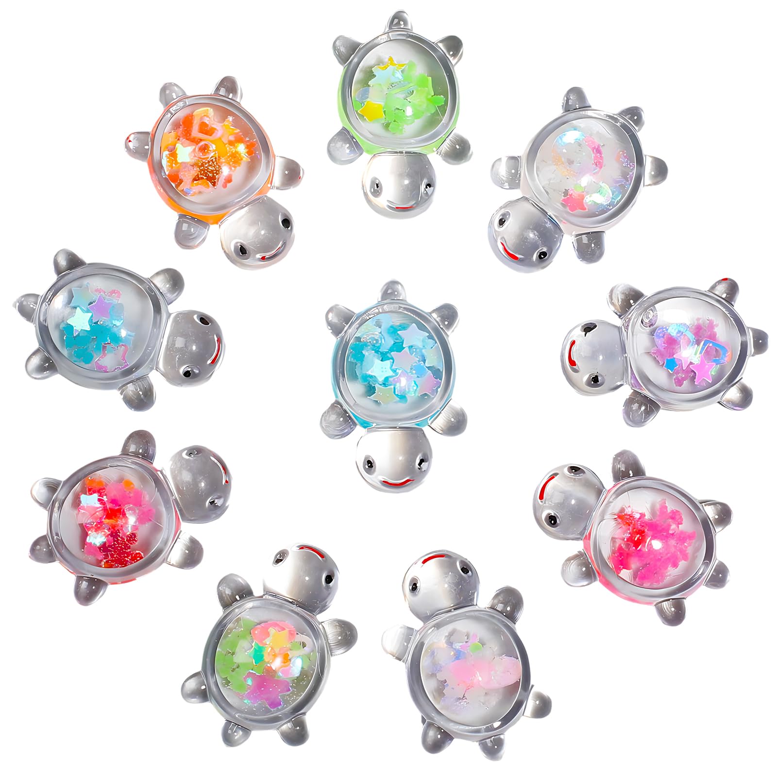 IAndhy Mini Turtles, 30PCS Glowing Resin Turtles for Fairy Garden - Sparkle, Aquarium Decor, DIY Crafts, Miniature Landscape Design, Tiny Plastic Animals for Gift Wrapping and Party Favors