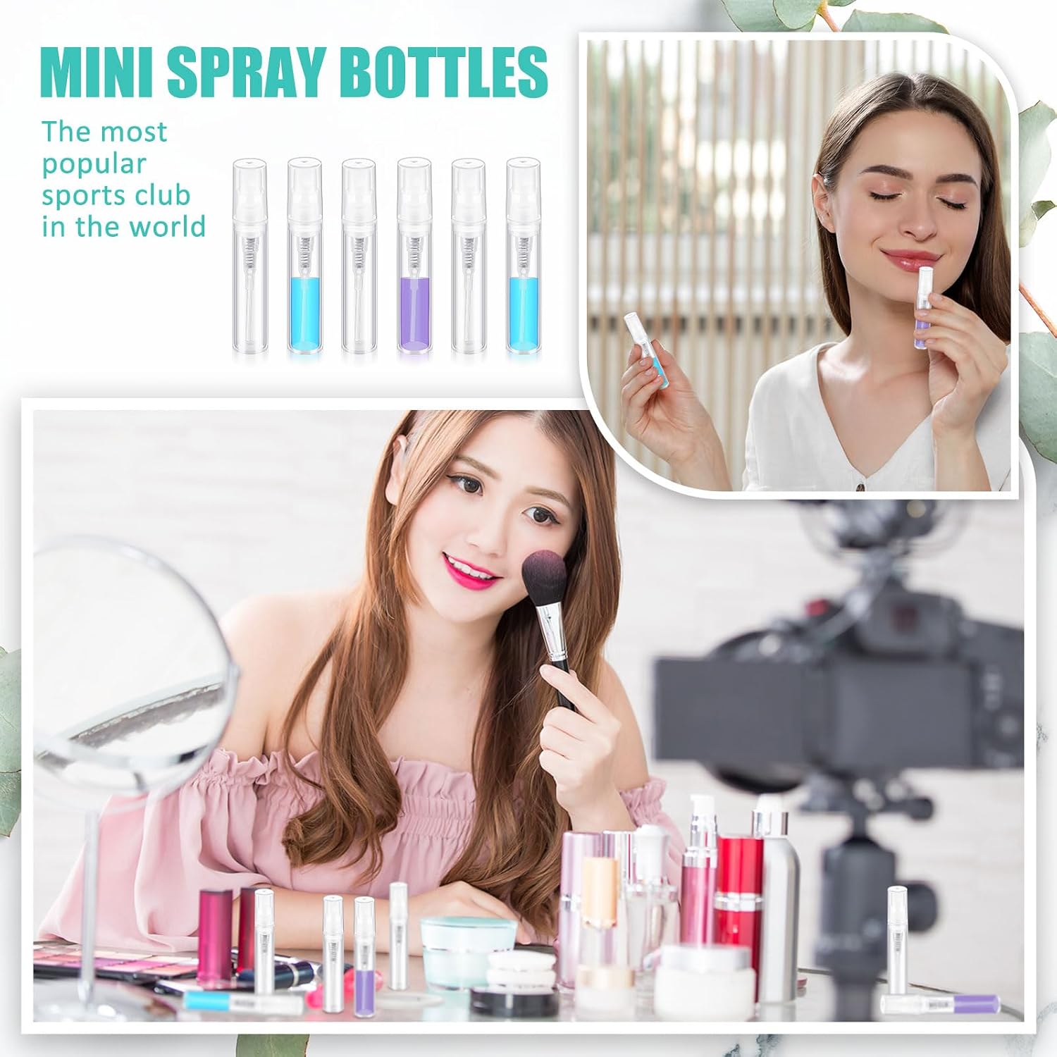 Zhehao 200 Pcs Mini Spray Bottles 3 ml Clear Plastic Perfume Bottles Refillable Fine Mist Perfume Atomizer Portable Empty Sample Containers for Cleaning, Essential Oils, Travel