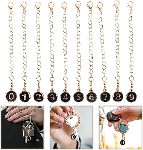 Miniatura 9 de EXCEART 10 piezas de dijes de números arábigos 0-9 dijes con nombre de identificación y letra para collar y pulsera