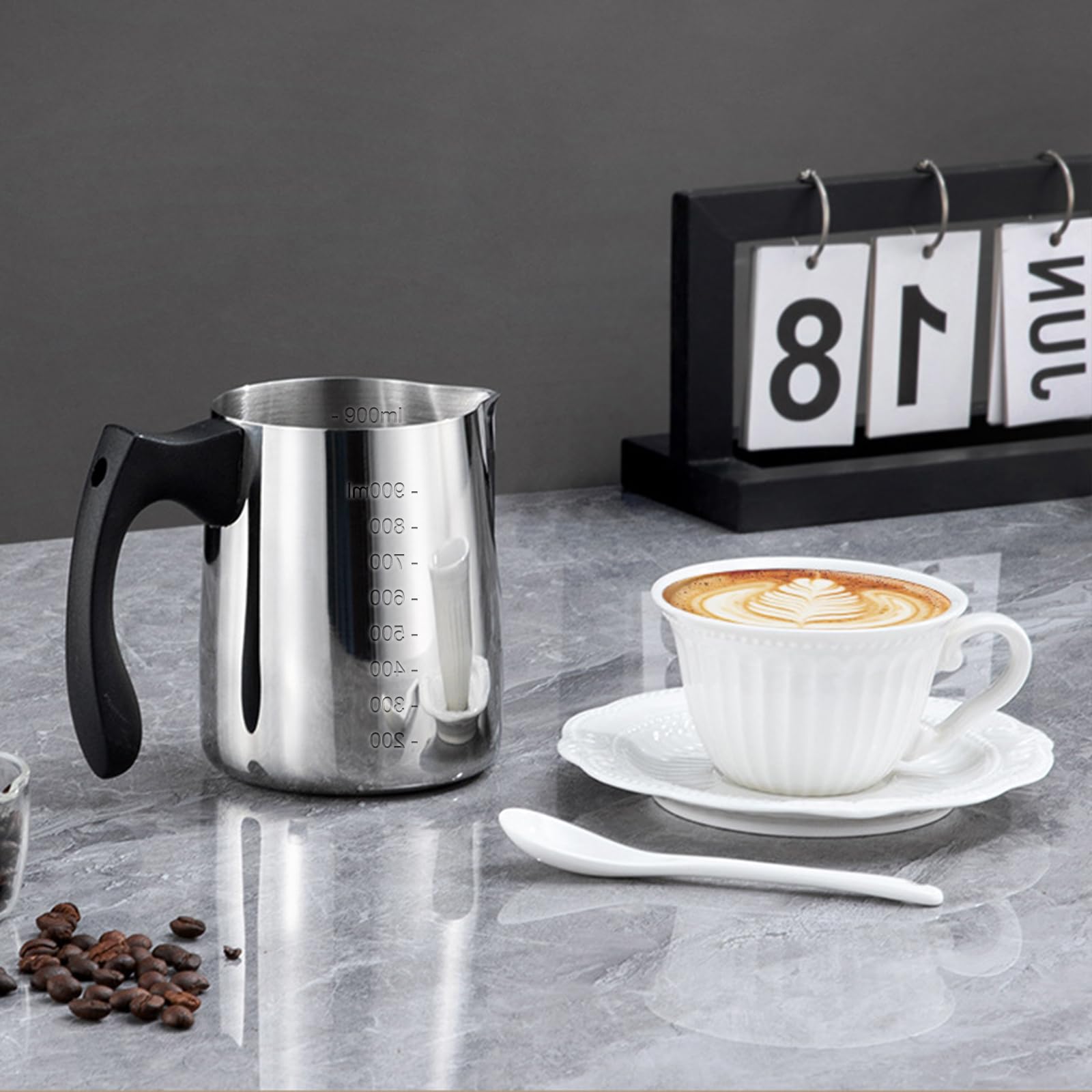 Set 2 Bricchi Latte In Acciaio Inox - 350ml E 600ml - Con Penna Per Latte Art - Per Cappuccino