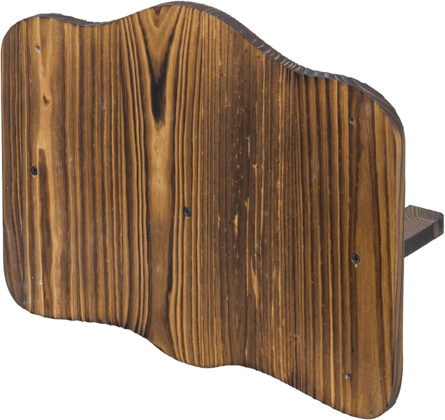 MyGift Baseball and Bat Organizer Display Rack with 3 Metal Hanging Hooks, Wall Mounted Solid Burnt Wood Baseball Holder Shelf for Balls, Bats, Hats