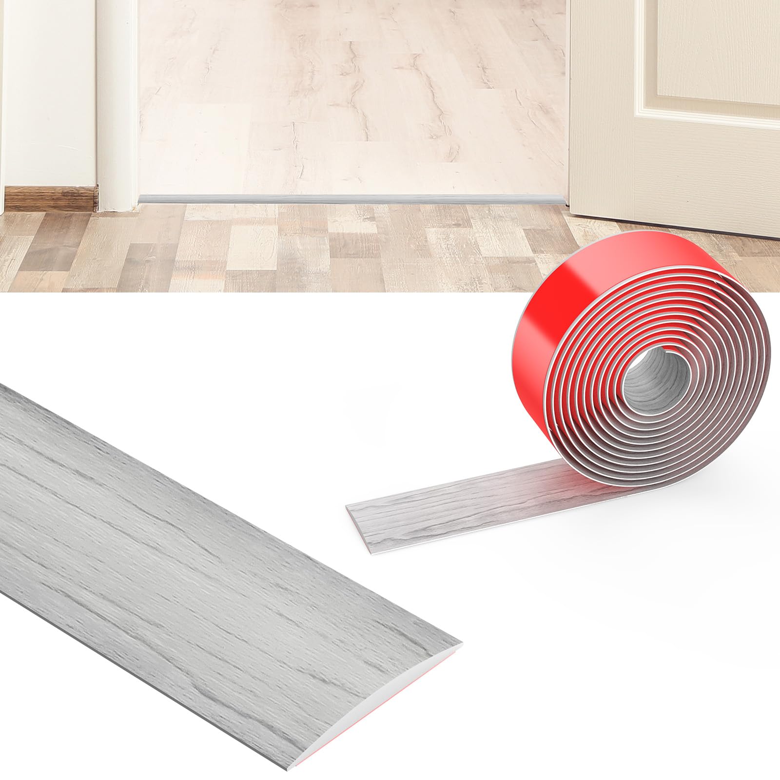Flintronic 3M Laminate Flooring Threshold Transition Strip, 5CM PVC Floor Divider Transition Strip, Self Adhesive Threshold Strips, Door-Strip Threshold Bars for Joining Floor Gaps, Carpet, Tiles