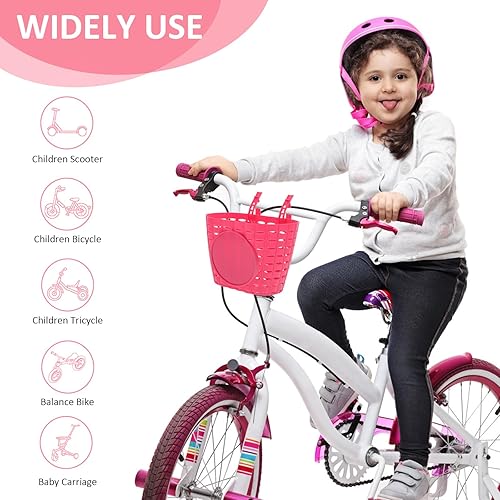 Miniatura 2 de Cesta de bicicleta para niños Manillar delantero de plástico Elevador de bicicleta para niños Accesorios de bicicleta (rosa) Tamaño S