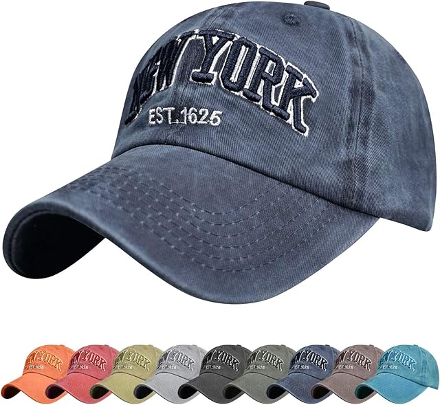 Tuopuda Baseball Cap New York Embroidery Adjustable Cap Hat Vintage Cotton Cap Summer Sun Hat Polo Sports Cap for Men Women