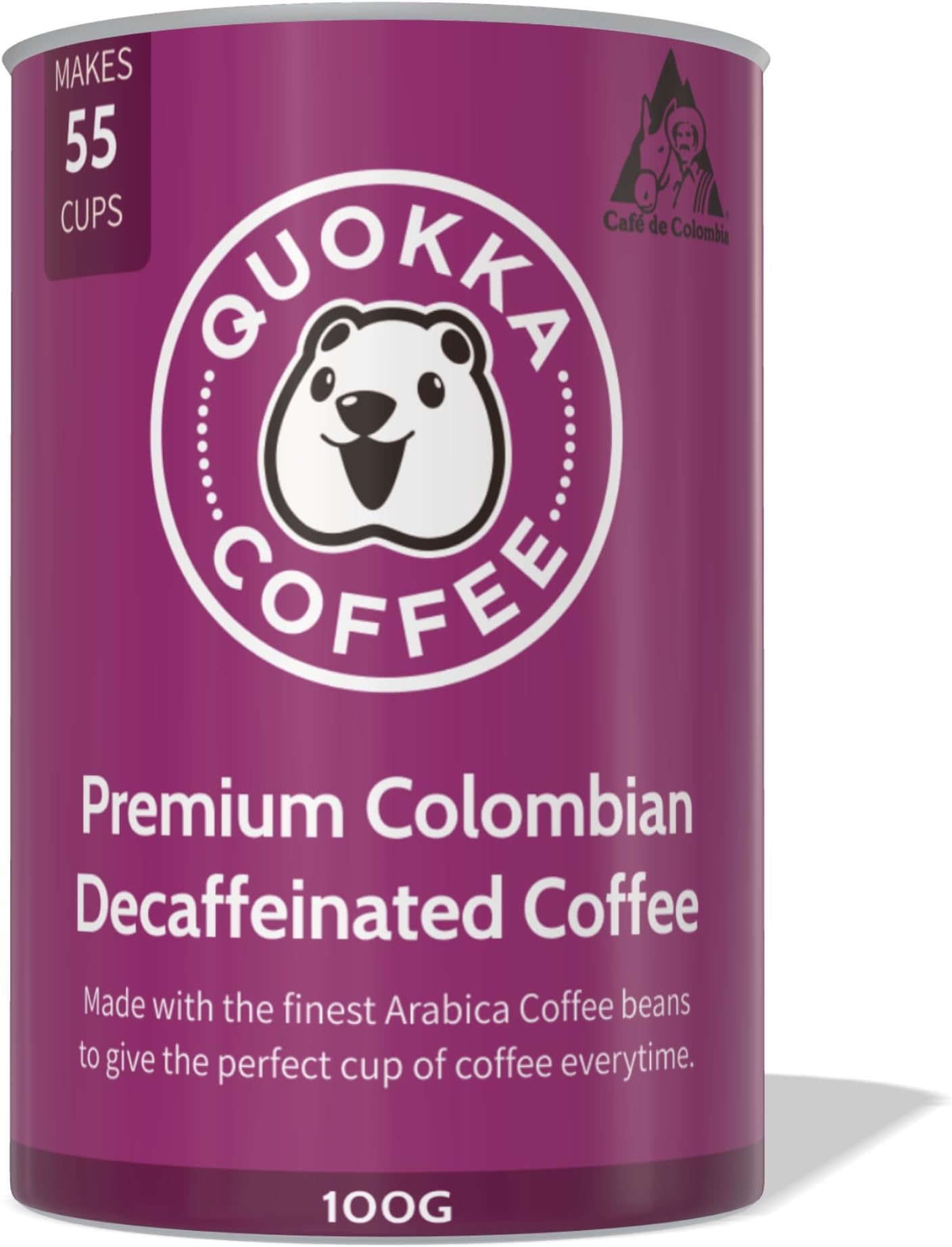 Quokka Decaf Instant Coffee 100g, Medium Roast Colombian Arabica