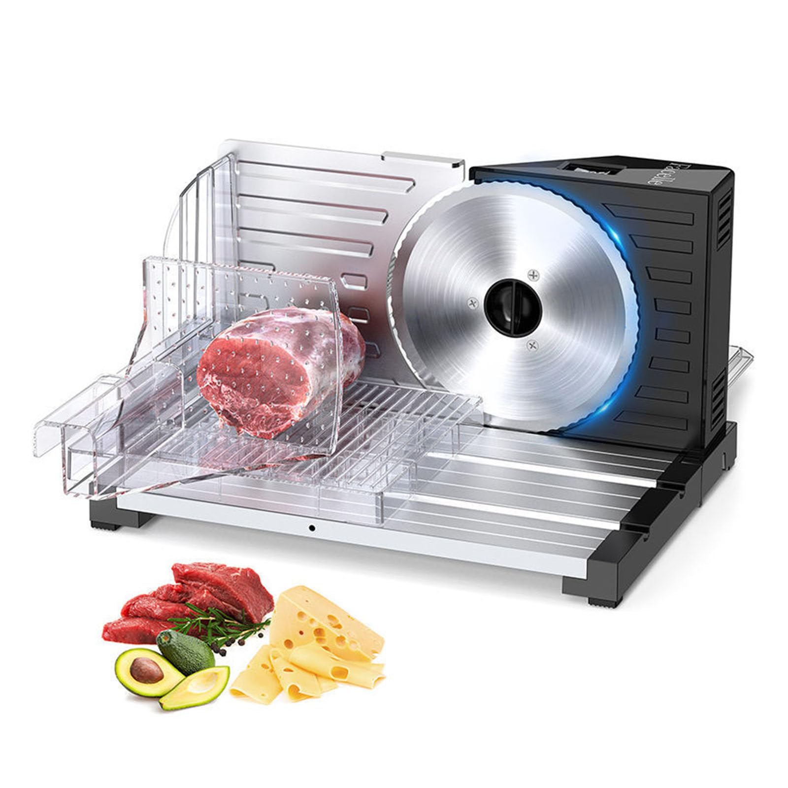 Cortadora eléctrica Cortadora doméstica de espesor ajustable de 0-18 mm Adecuada para pan, carne, queso, verduras, etc.