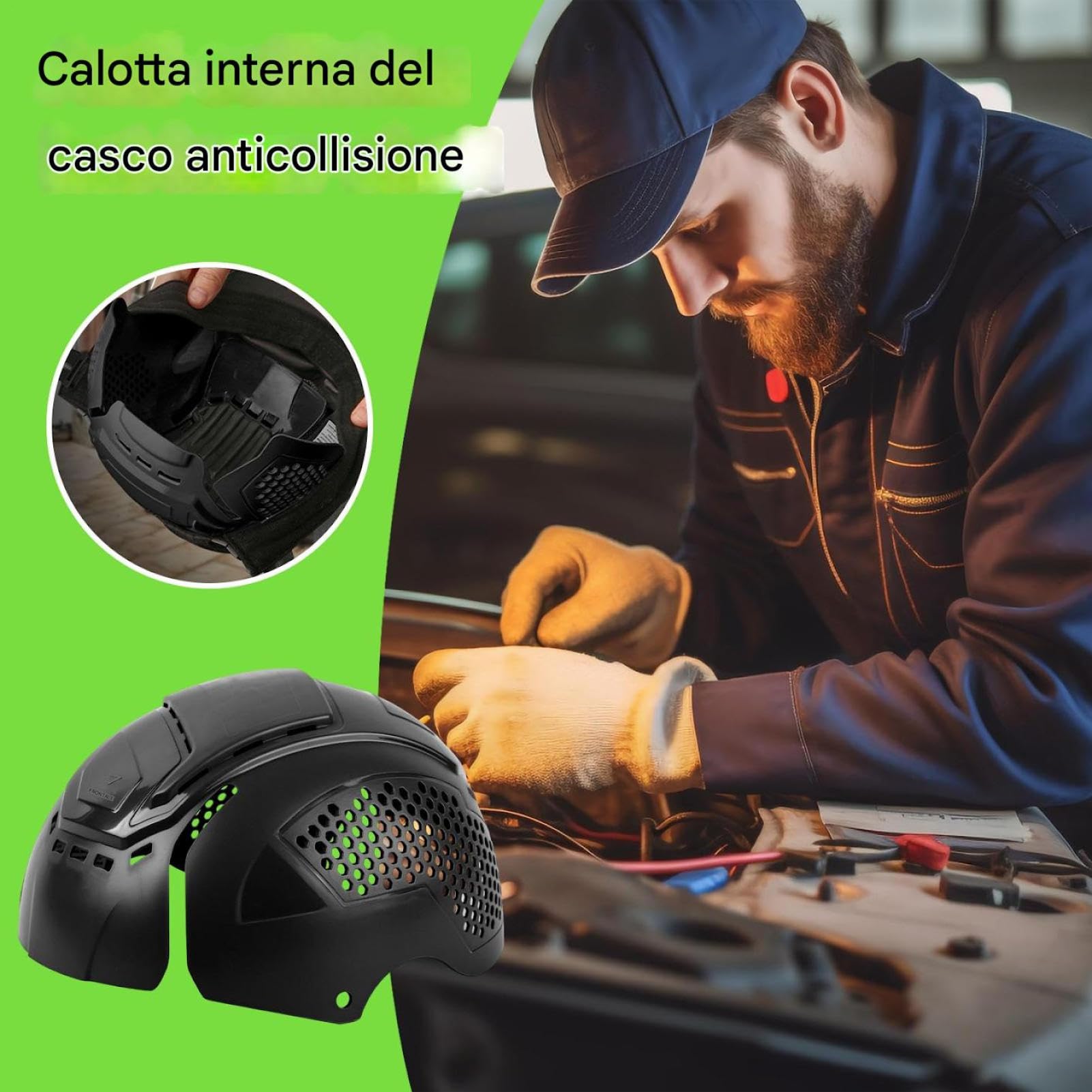 Guscio protettivo del berretto antiurto - Fodera interna ventilata leggera da 150 G, protezione rigida in polietilene per cappelli da baseball | Forniture affidabili per l'elaborazione in officina Cad
