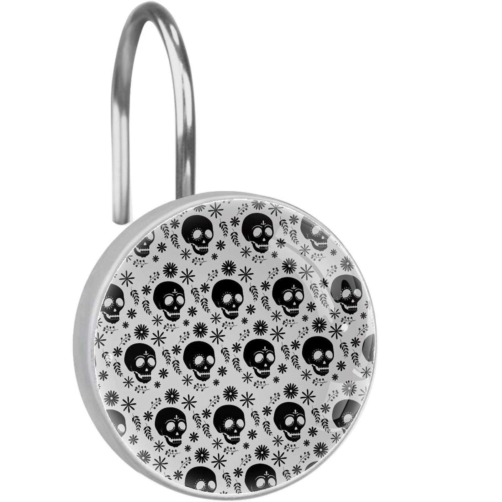 Crochets pour rideau de douche en acier inoxydable lot de 12 anneaux noirs décoratifs de salle de bain