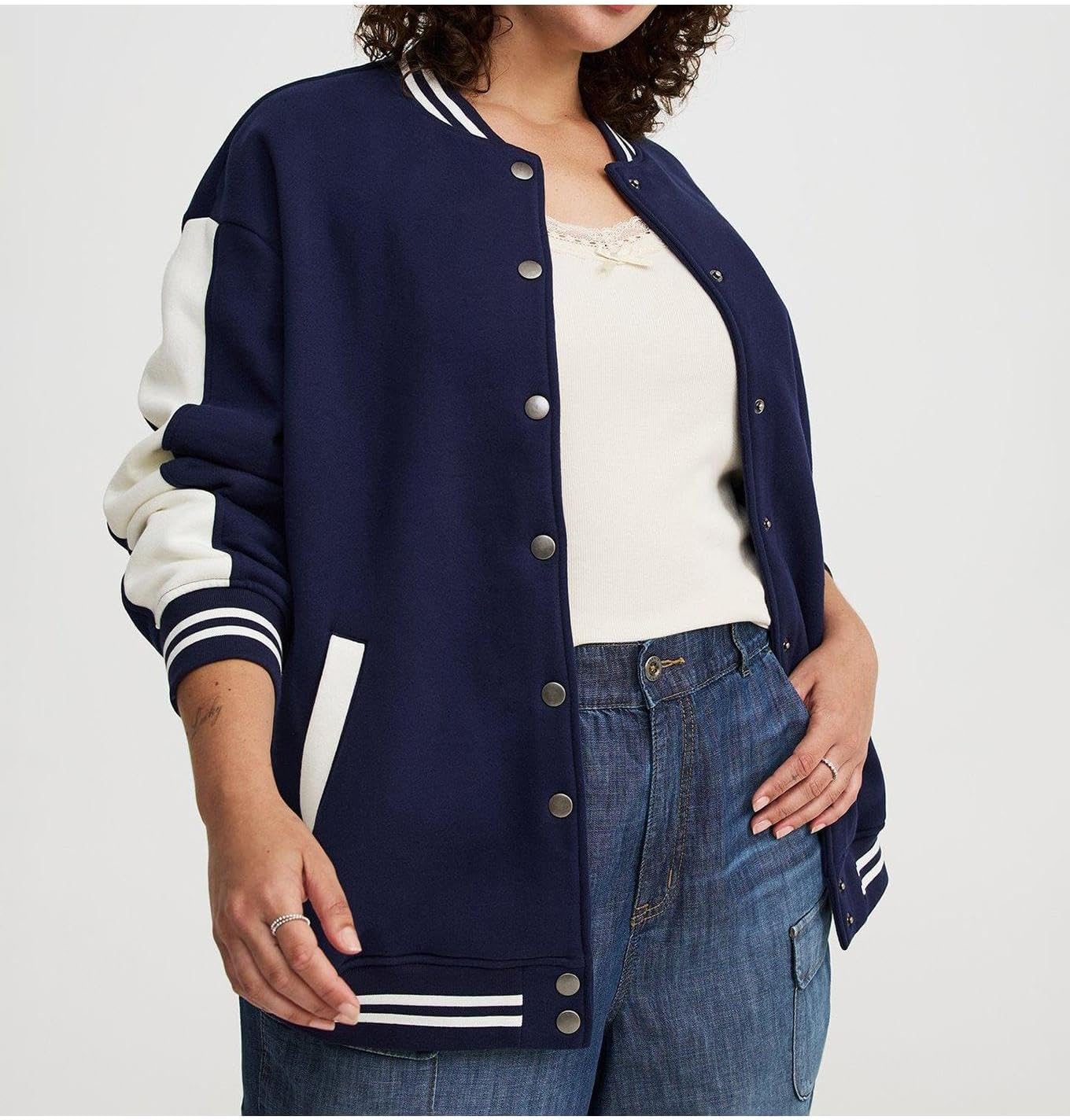 Torrid Women's Plus Size Fleece Relaxed Bomber Jacket