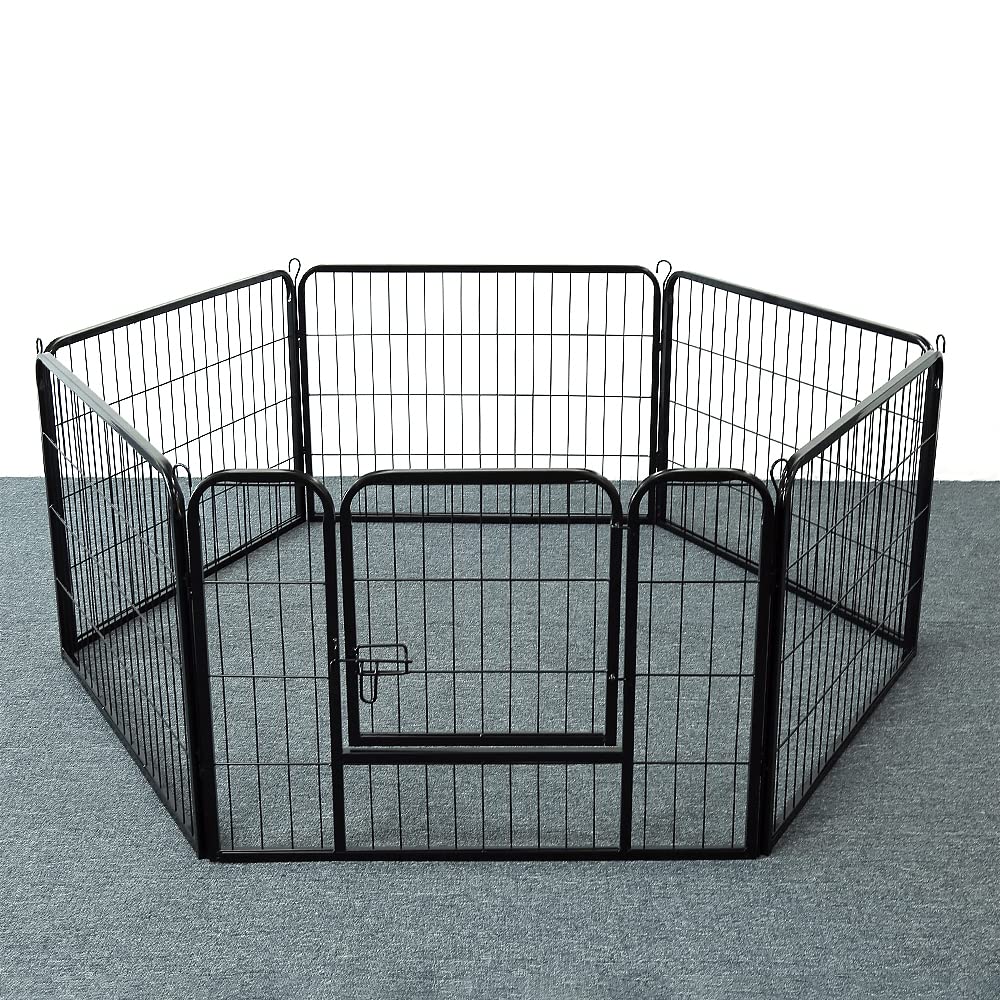 Parque Recinto para perros cachorro conejo roedor valla de metal para ejercicio plegable, 80 x 60 cm (8 piezas)