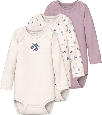 NAME IT Damen Nbfbody 3p Ls Jet Stream Flower Noos Nbfbody 3P Ls Jet Stream Flower Noos (3er Pack)