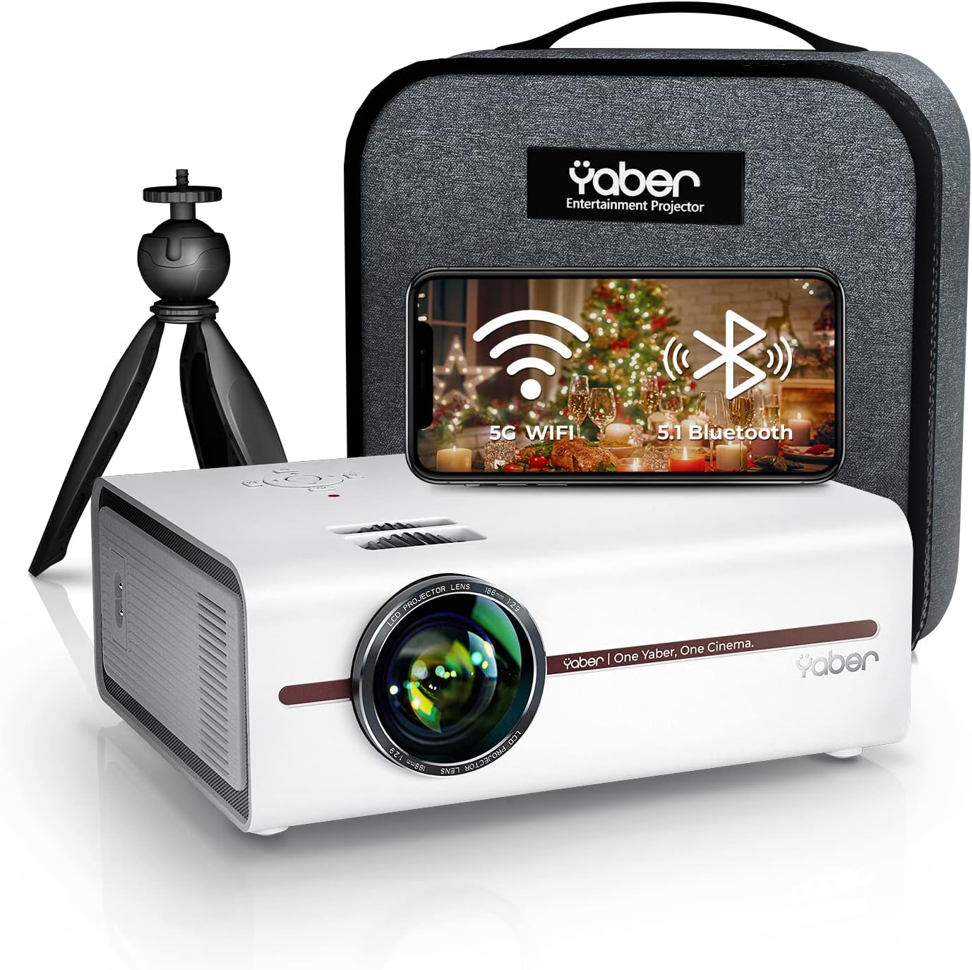 Vidéoprojecteur Portable SIUHEN 4K – Mini Projecteur WiFi 6, 1280x720, Blanc