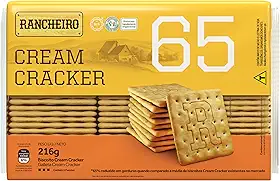 Biscoito Cream Cracker 65 Rancheiro 216g – Crocante, 65% Menos Gordura e Vegano