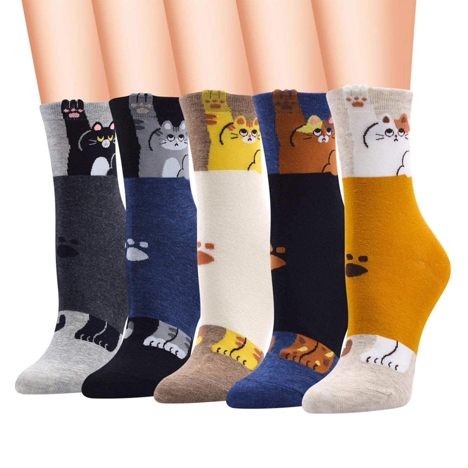 Chaussettes Chat Antidérapantes Femmes - Socquettes Coton Mignonnes Avec Motifs Animaux