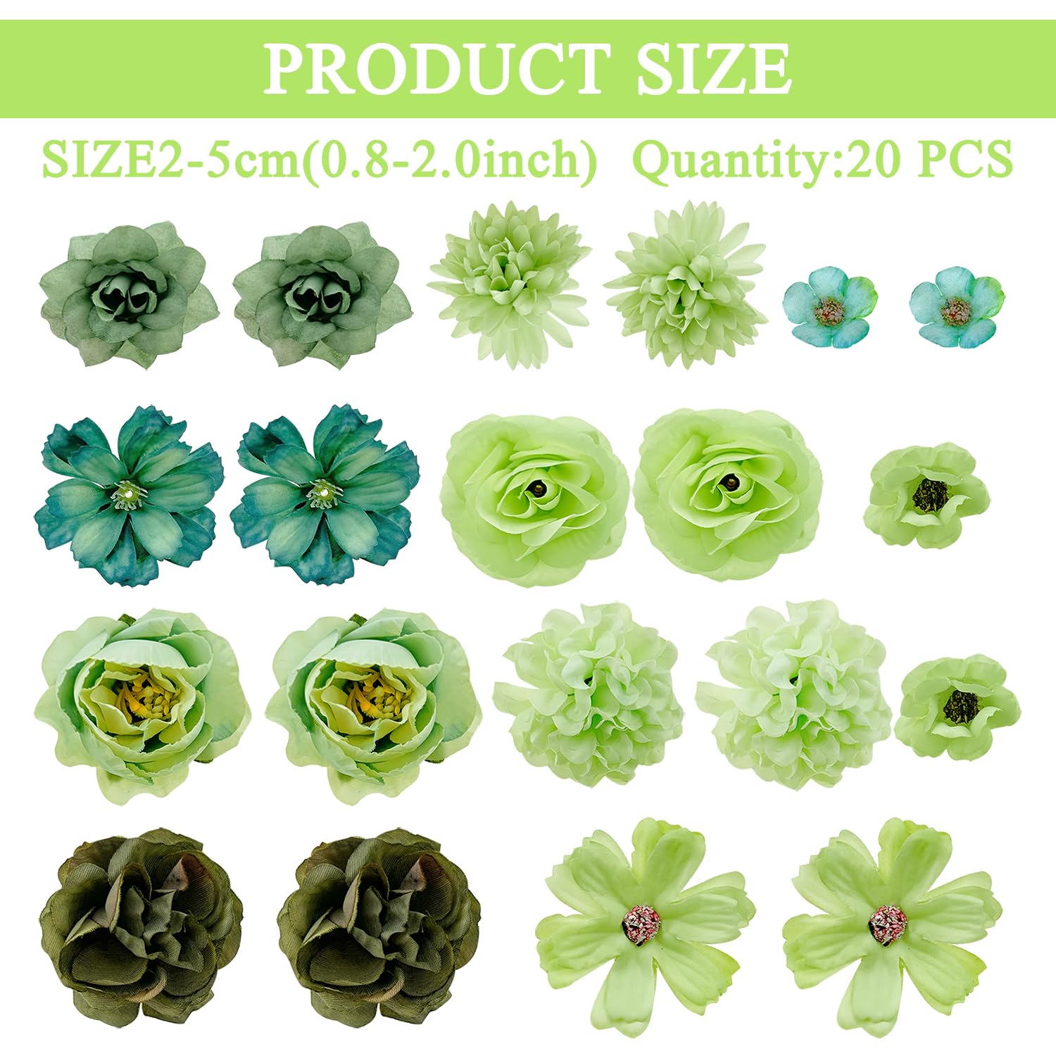 Jaczora 20 PCS Green Artificial Flower - Image 2