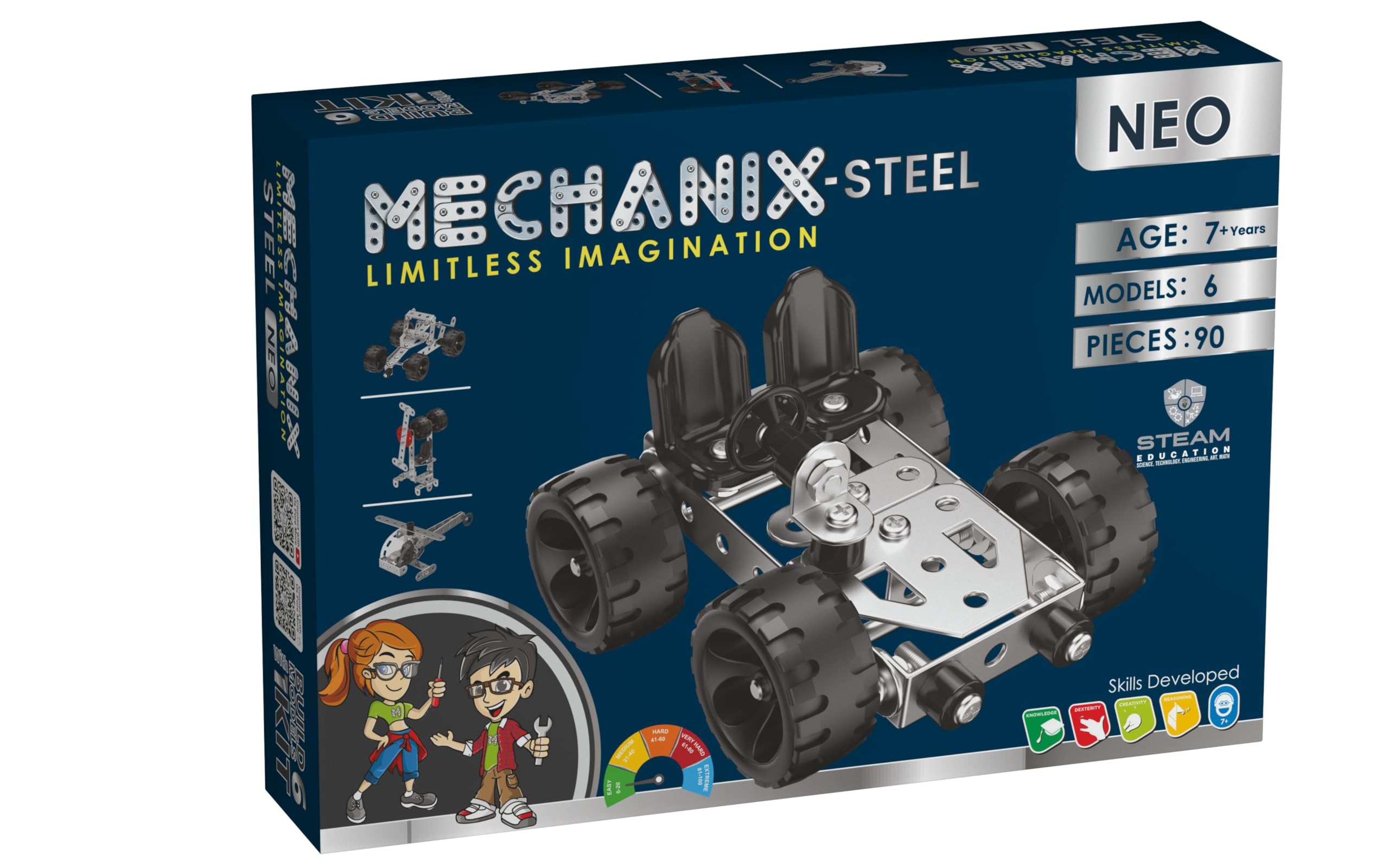 Mechanix Steel Neo Engineering System for Creative Kids STEAM Education, Building and Construction Toy for Boys and Girls Age 7+ Years - Models: 6 Pieces: 90-image-2