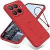 para Xiaomi 17T Funda con Soporte, Funda de Silicona Líquida Delgada para Xiaomi 17T con Cordón de Muñeca, Protectora a Prueba de Golpes (Rojo) 1