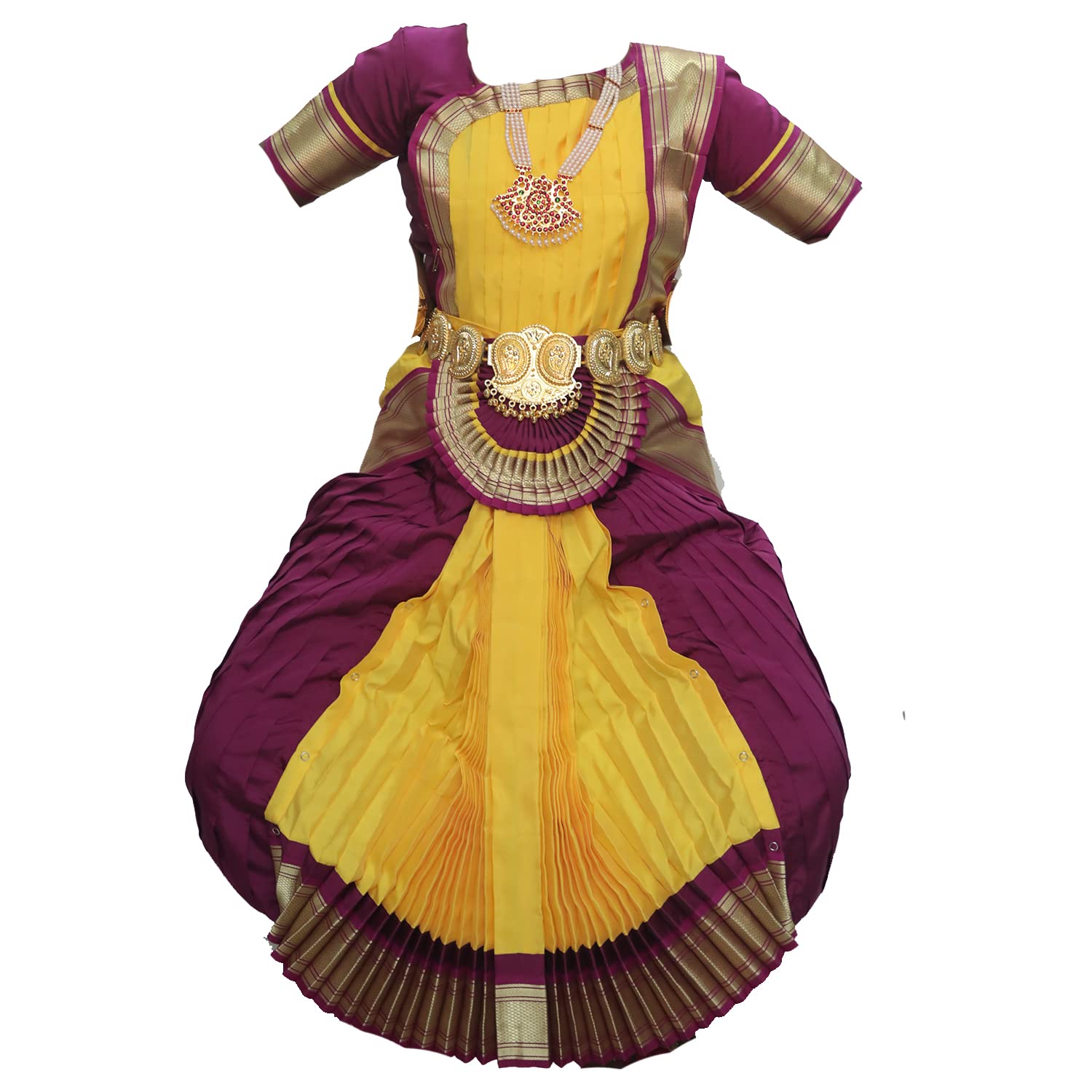 Mudra Dance Costumes Classical Bharatnatyam Readymade 34 Inch Purple and Yellow Silk Cloth Women and Kids Dress for Fancy Dress, Costume Competitions, School Dance Events, Annual Functions (B0B94RS7JT) Amazon Price History, Amazon Price Tracker
