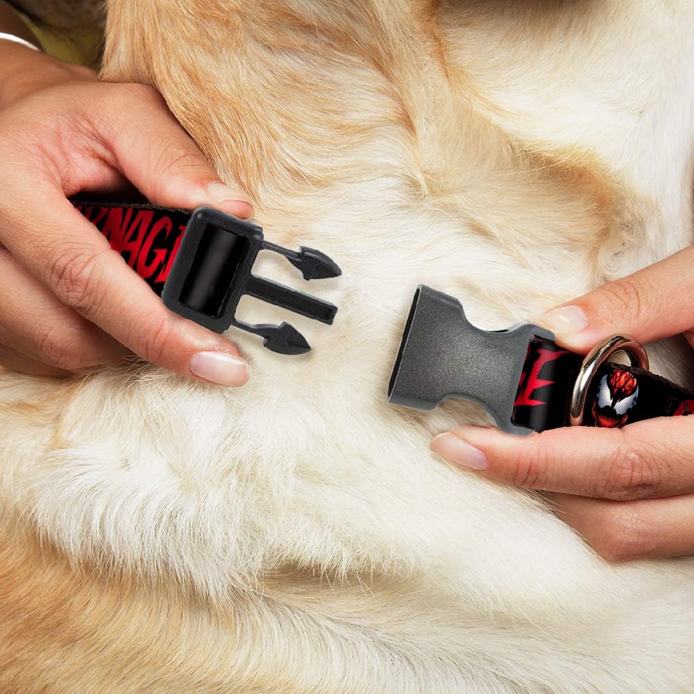 Buckle-Down "CARNAGE/Face Black/White" Plastic Clip Collar, 1/2" x 6-9"/Small