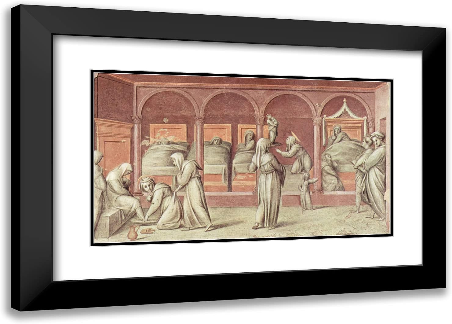ArtDirect Pontormo, Jacopo 24x17 Gold Ornate Framed Art Print with Double Matting Titled: Episode From Life in the Hospital I