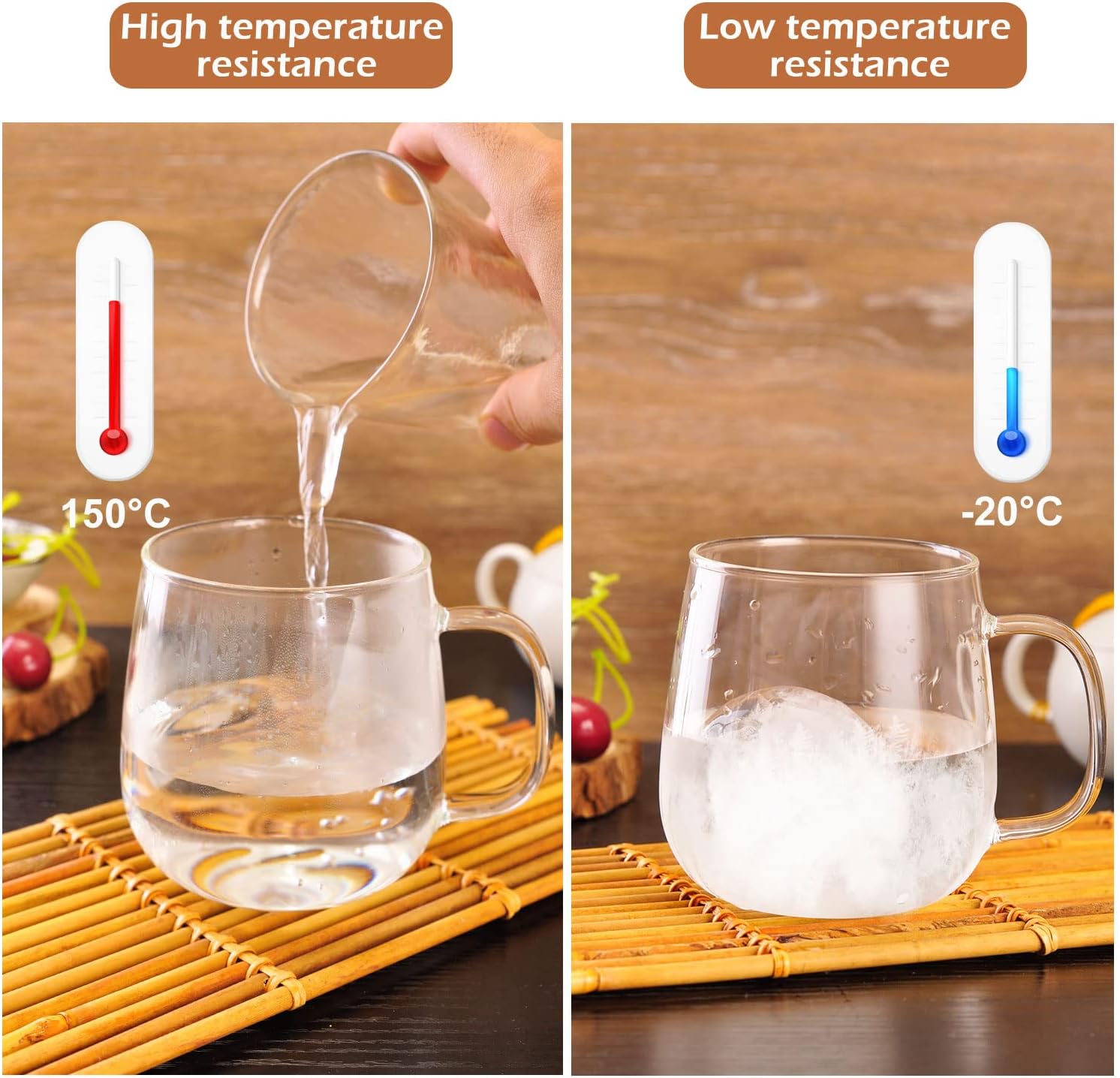 WHJY Glass Tea Cup with Infuser and Lid, 18 ounce Glass Tea Cups with Strainer, Loose Leaf Tea Cup Mug for One, Lead-free Borosilicate Glass Teacups, Heat Resistance, Microwave & Dishwasher Safe - Image 4