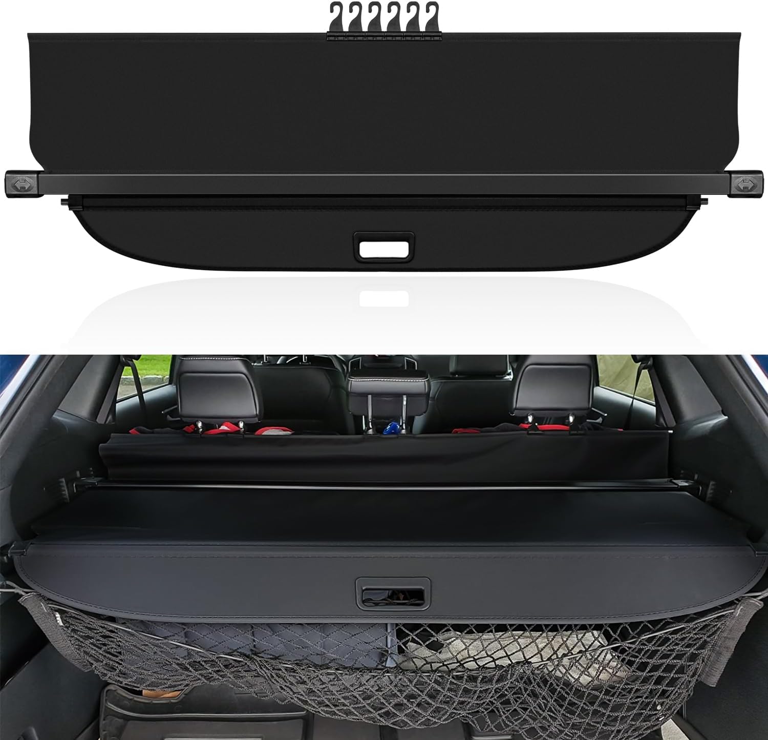 Trunk Cargo Cover For Ford Edge 2015 2016 2017 2018 2019 2020 2021 2022 2023 2024 2025 SE SEL ST Sport Titanium Retractable Rear Trunk Cargo Luggage Security Shade Shield Interior Accessories Black
