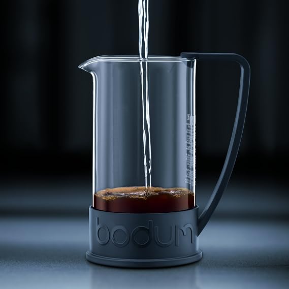 Bodum 11030-01US4 1-Liter 8-Cup Make French Press Coffee and Tea Maker, Borosilicate Glass, Silicone, Polystyrene Plastic (PS), Black