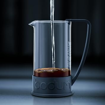 Bodum 11030-01US4 1-Liter 8-Cup Make French Press Coffee and Tea Maker, Borosilicate Glass, Silicone, Polystyrene Plastic (PS), Black
