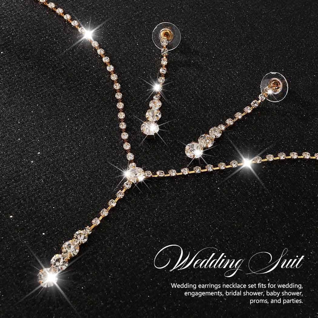Unicra Bride Silver Bridal Necklace Earrings Set Crystal Wedding Jewelry Set Rhinestone Choker Necklace for Women and Brides