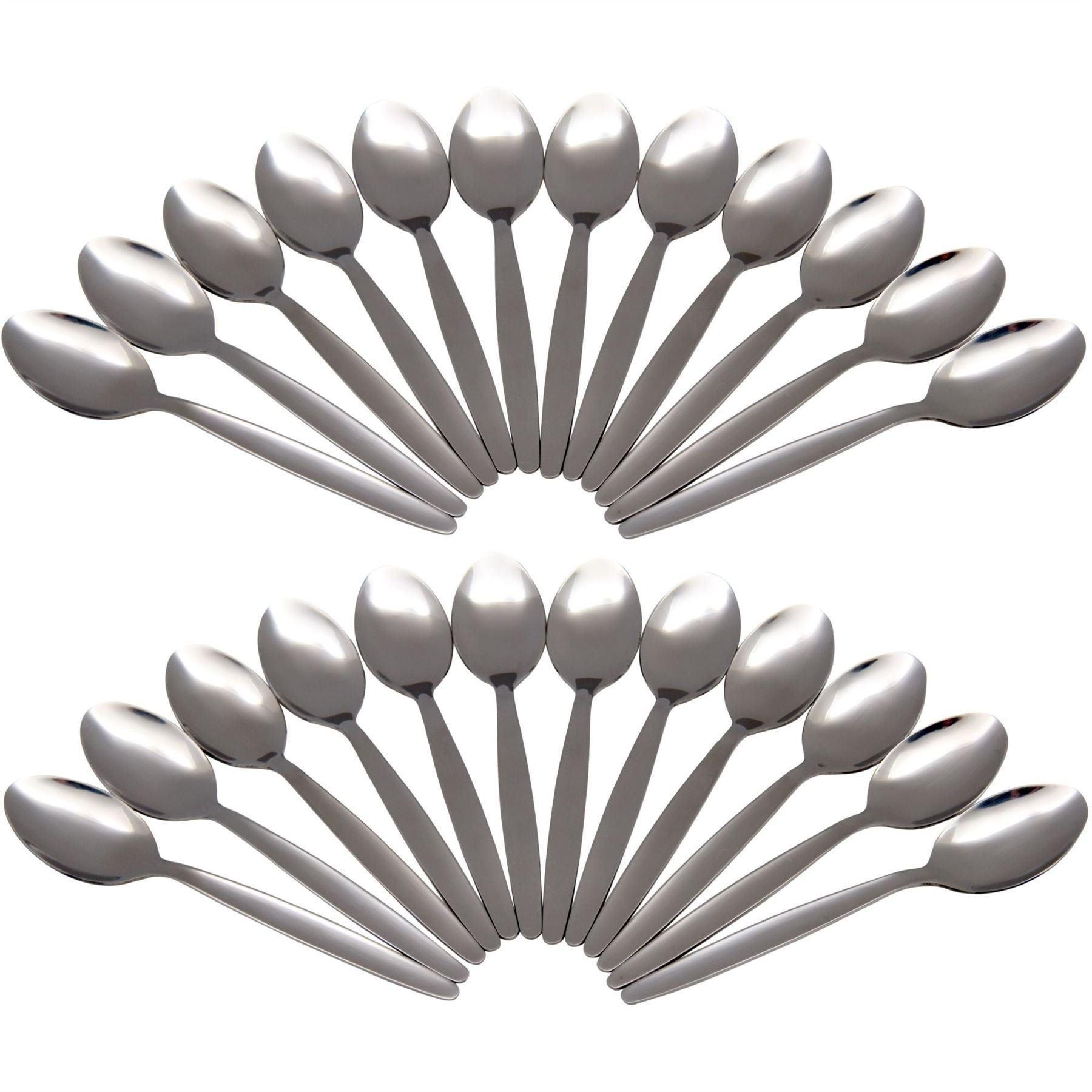 Argon Tableware 24x Teaspoons, Stainless Steel Dinner Cutlery Kitchen Table Tea Spoon Set Dishwasher Safe