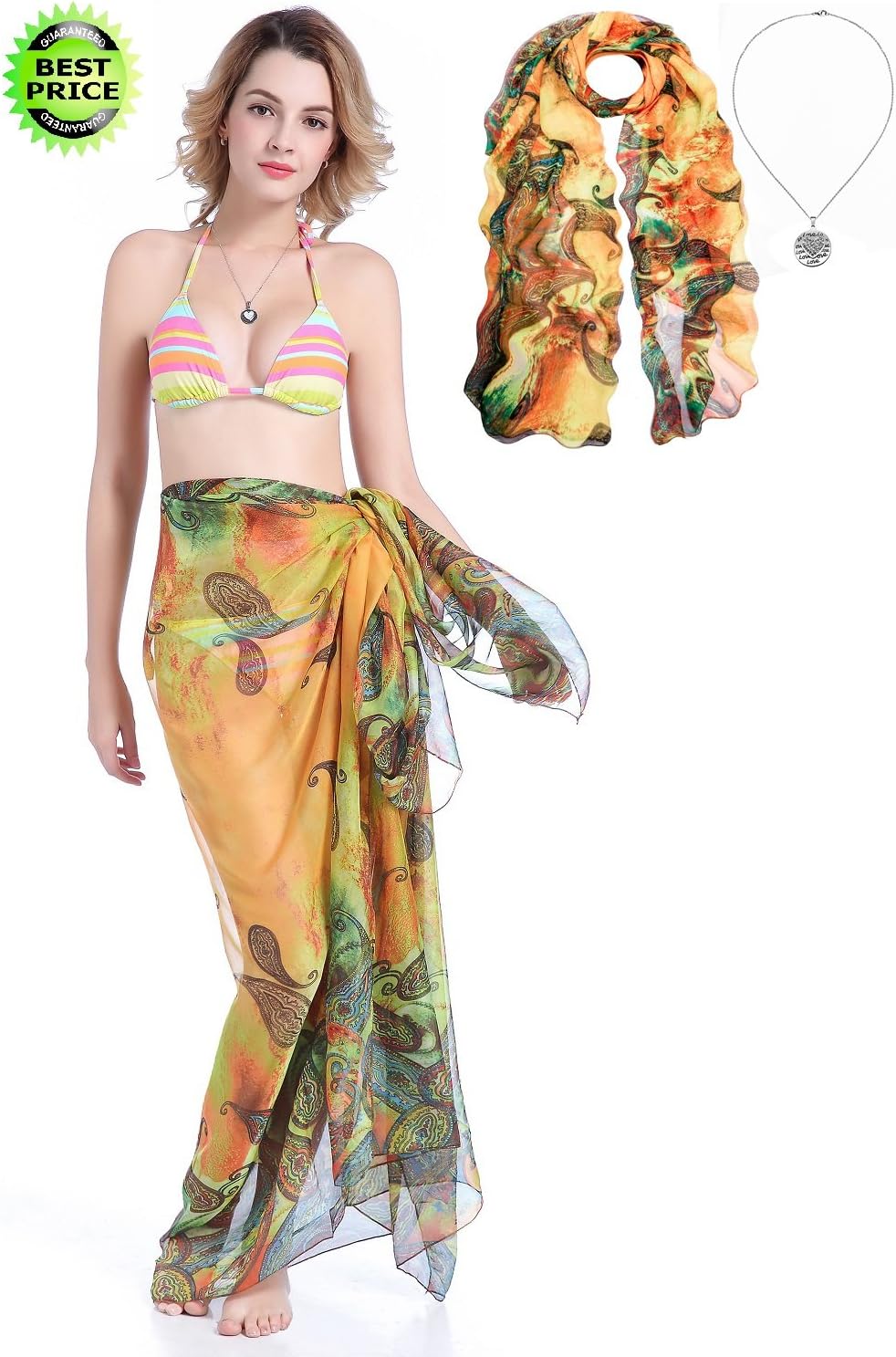 Sarong wrap Cover up,Womens Gifts for mom, Beach Cover ups, Wraps Shawls Ponchos, Unique Gifts for her, Summer Finds Yellow
