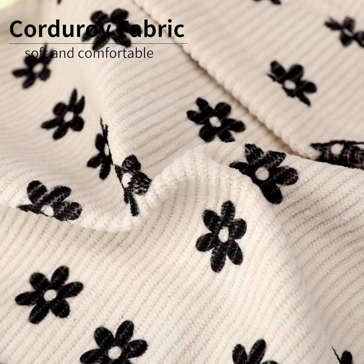 Backpack for Girls Boy Teen Corduroy Bookbags Elementary Middle High School Women Laptop Bag with Lunch Box Pencil Bag (Flower Black) - Image 7