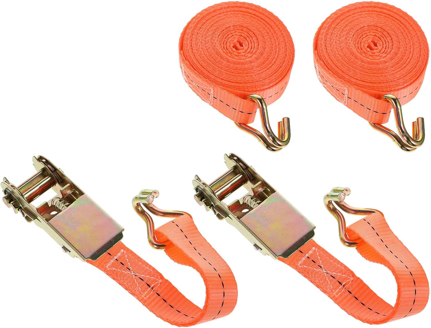 Heavy Duty Ratchet Tie Down Straps 2.5cm X 6m Cargo Binding Belt Tensioner 4pcs Polyester Webbing for Truck Cargo Securing
