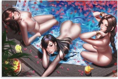 Póster de Tifa Lockhart con figuras de anime sexy, sin ropa, póster decorativo en lienzo, arte de pared, póster de sala de estar, dormitorio,