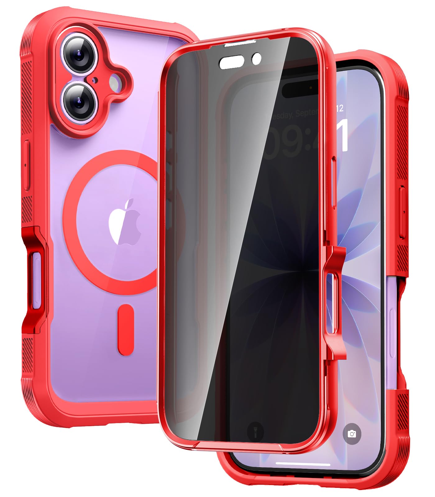 Diaclara Magnetic for iPhone 17 Case with Privacy Screen Protector,Red