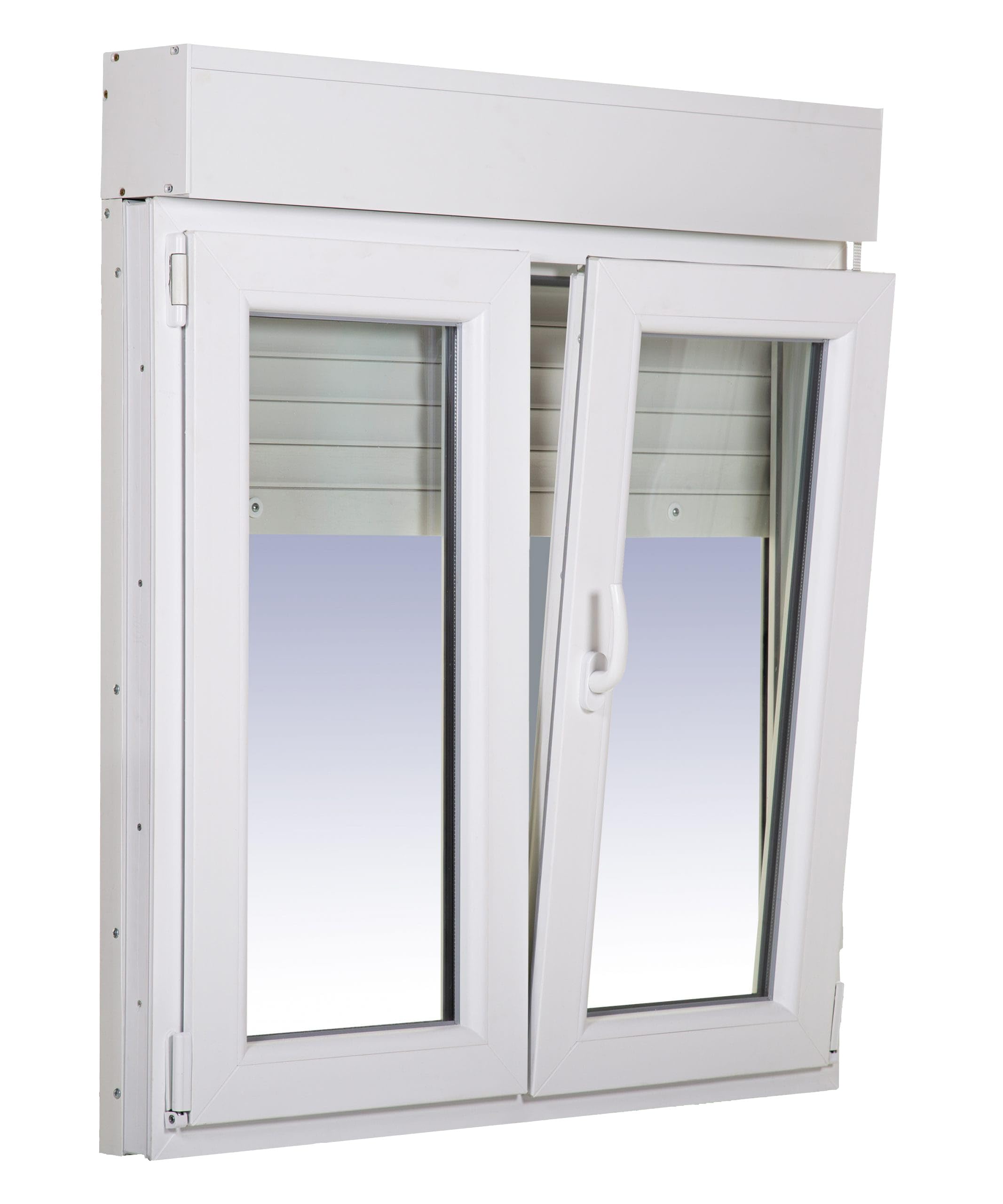 Ventanastock Ventana PVC 1400x1155 Practicable Oscilobatiente 2 hojas con Persiana de PVC