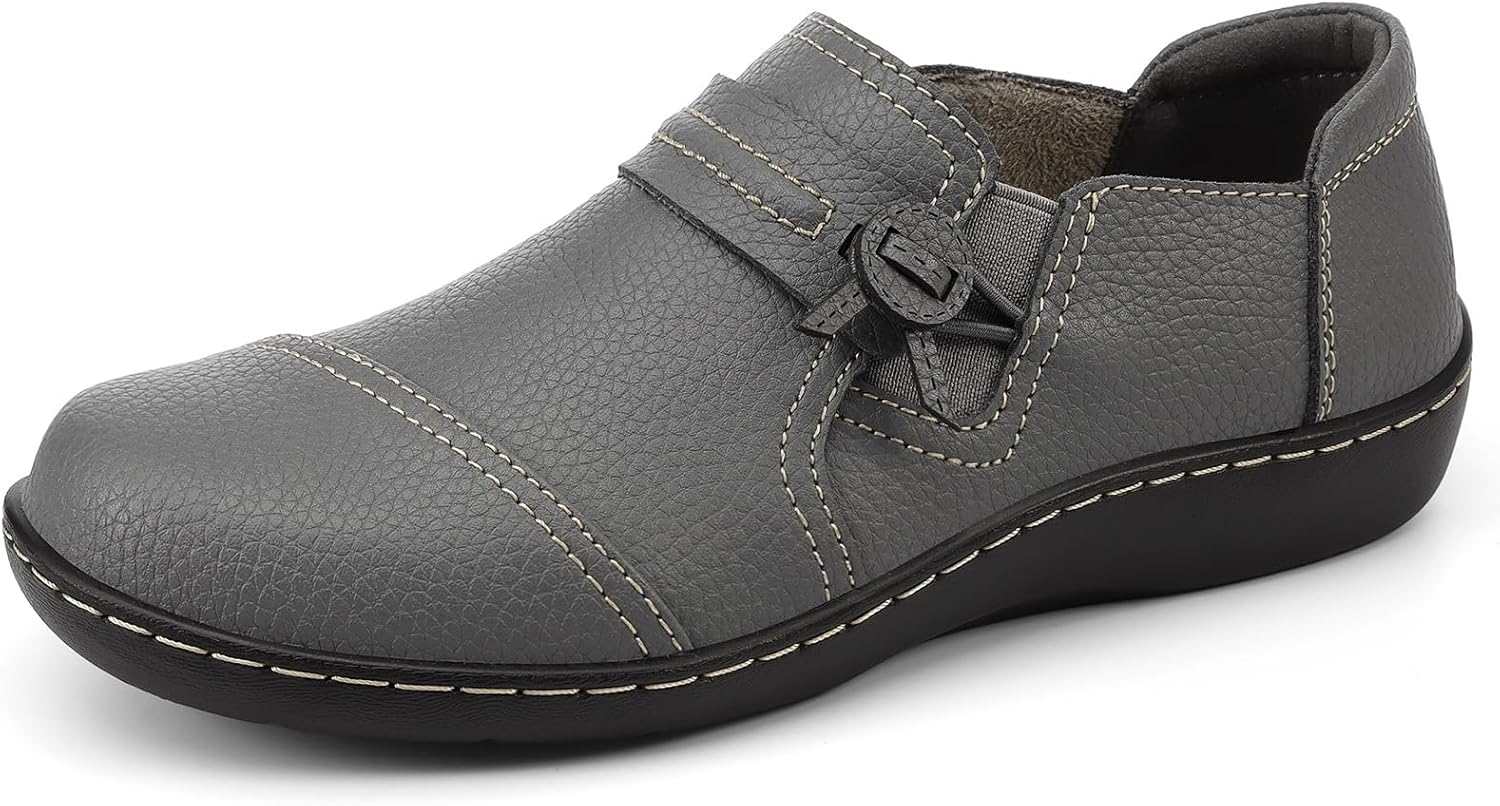 LAZYPOP Women's Classic Comfort Leather Loafers Cute Slip-Ons Casual Dress Shoes Lightweight Walking Flats Everyday Work Shoes - Image 4