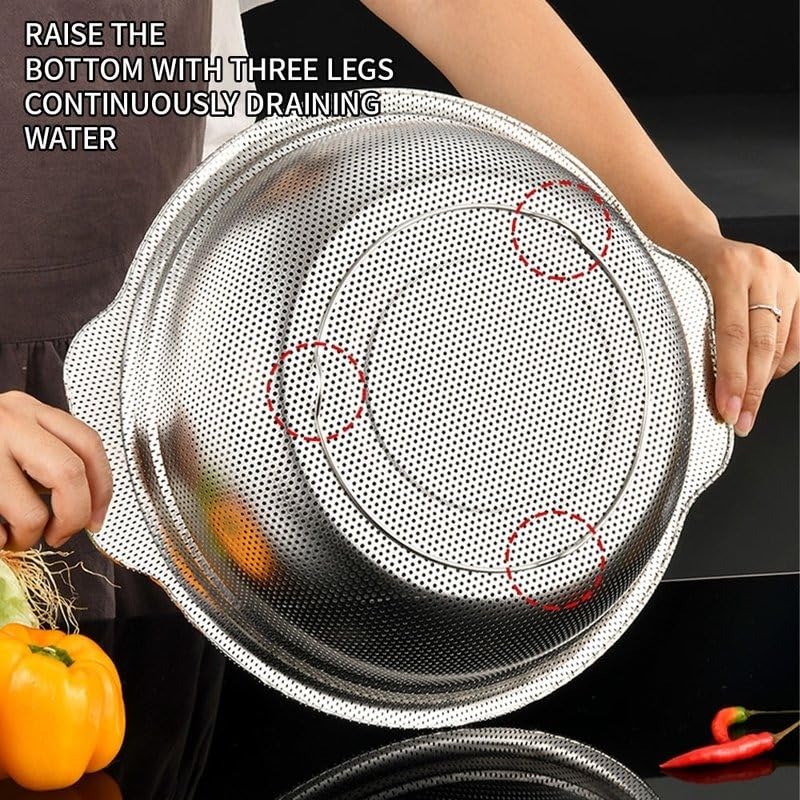 Image of Durable Kitchen Stainless Steel Rust Proof Rice Bowl with Easy Grip Handle for Curry Soup Snacks Serving Use