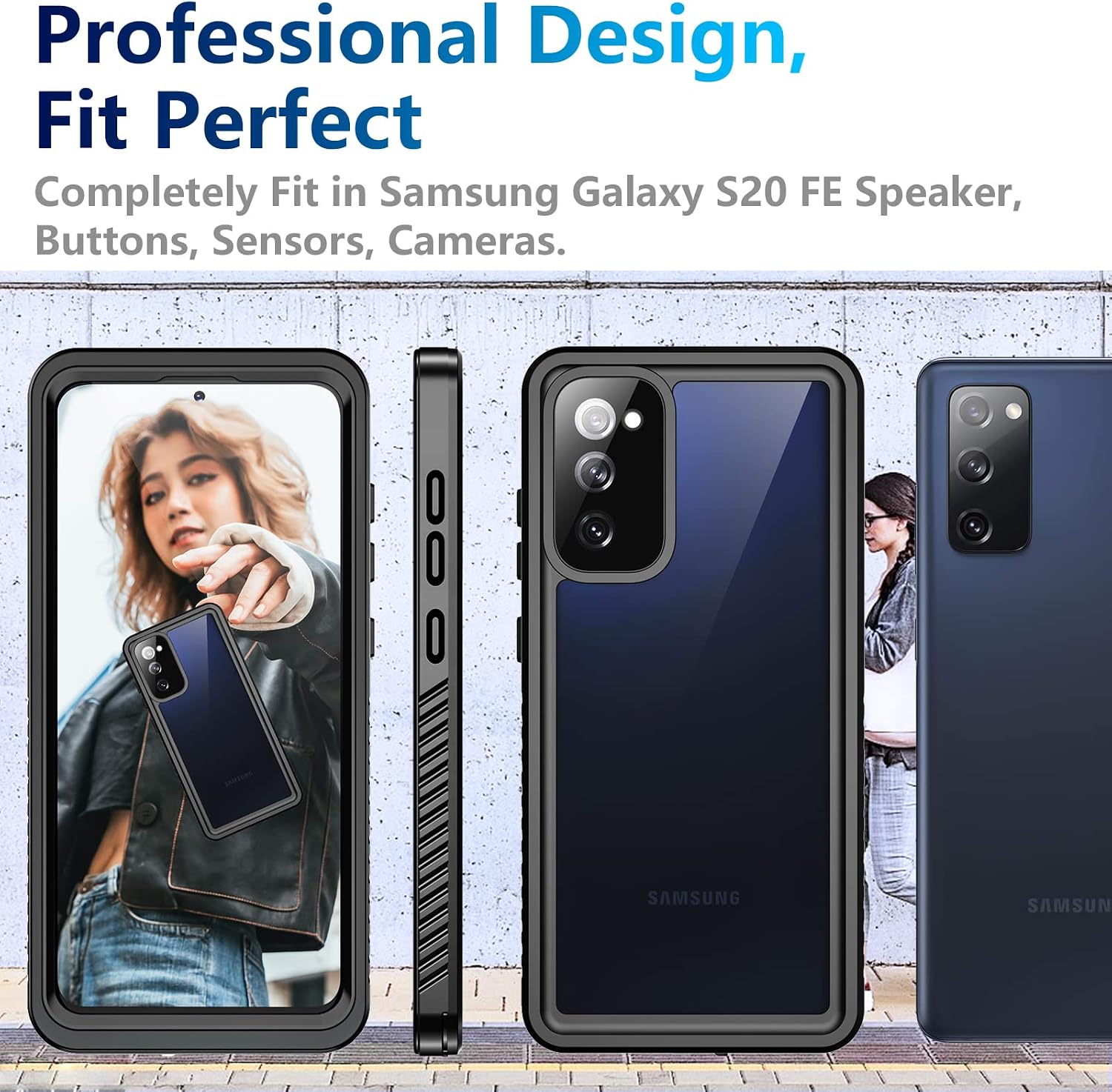 Temdan for Samsung Galaxy S20 FE Case 5G Waterproof, Built in Screen Protector 360° Full Body Heavy Duty Shockproof IP68 Waterproof S20 FE Case for Samsung S20 FE 5G 6.5" Black