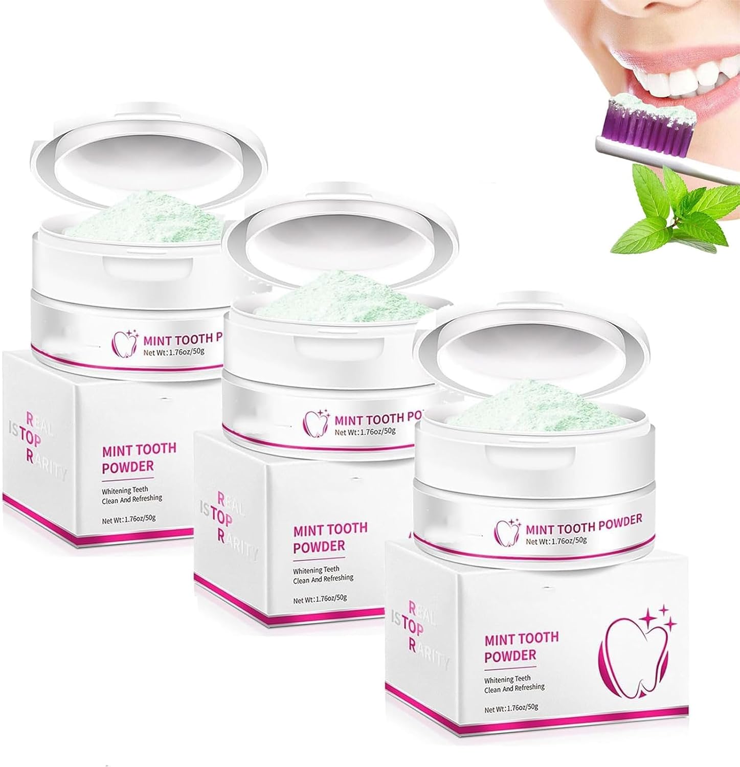 Crystalclean Smile Powder Teeth Whitening Powder Crystal Clear Teeth Whitening Powder Teeth Stain Remover Tooth Powder for Whitening MediLisk Mint Tooth Powder for Tooth Whitening 3 Pieces