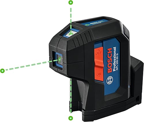 Bosch GPL100-30G - Láser autonivelante verde de 3 puntos de 125 pies con tecnología VisiMax y soporte multiusos integrado de 360