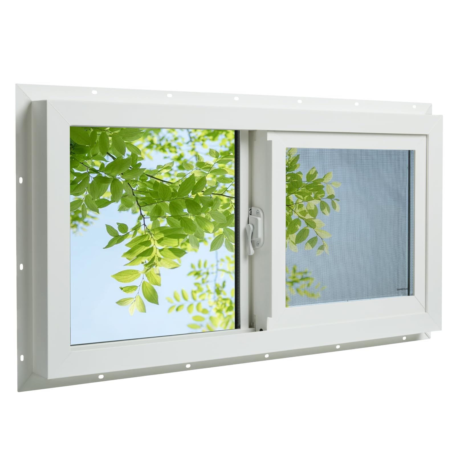 Ventana de vinilo de alta densidad 32x16 con cristal templado transparente aislado