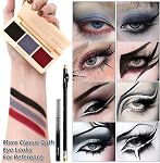 Maquillage Goth d'Halloween, Ensemble complet de maquillage Goth avec White Foundation, Rouge à lèvres noir, Dark Smokey Eyeshadow Kit pour SFX Maquillage gothique, Cosplay, Costume Party, Théâtre et Film