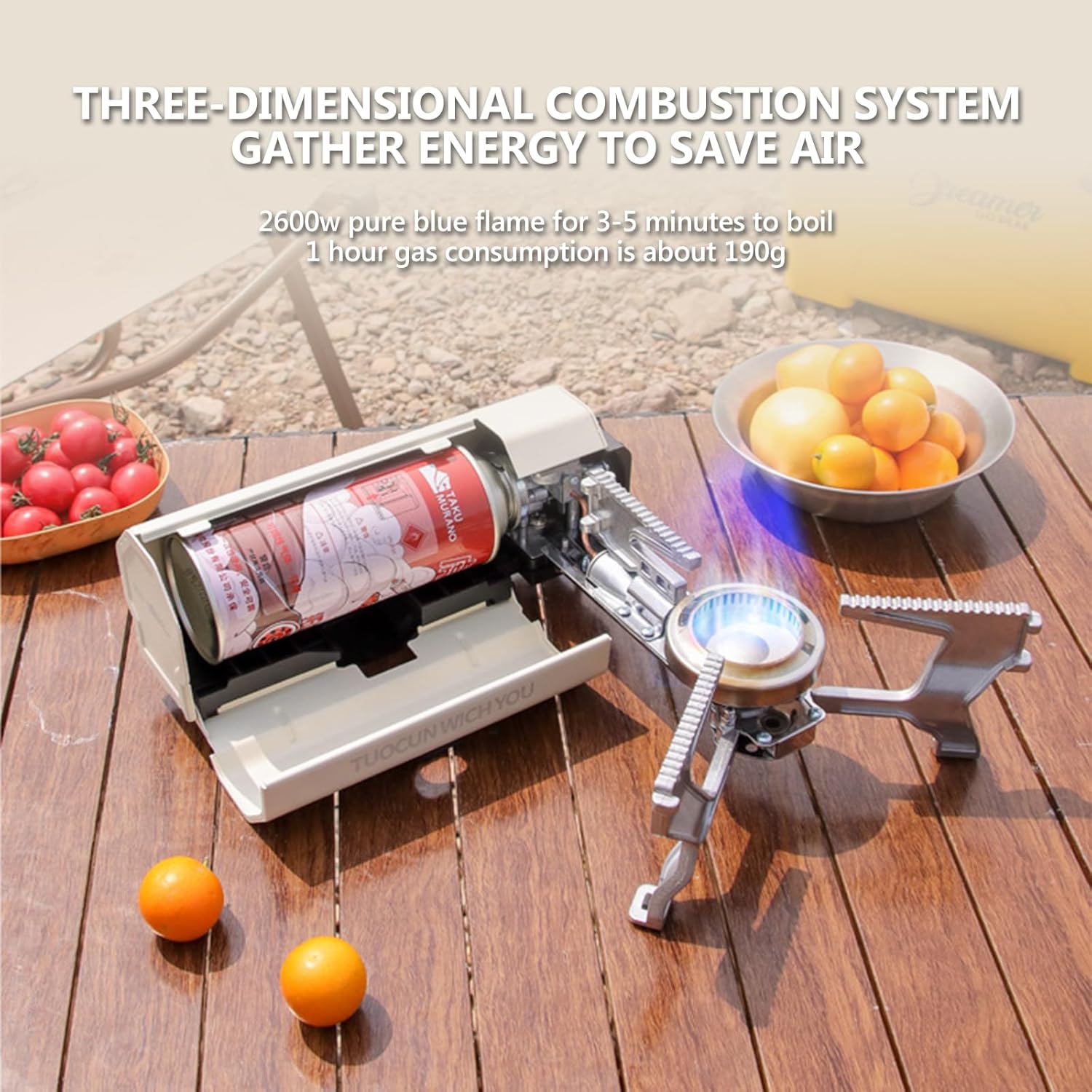 2600W Cassette Stove, Multi-Stage Adjustable Fire, Portable Gas Tank Butane Gas Stove with Storage Package, Easy to Carry for Camping, Picnic and Outdoor Travel (Milk White)