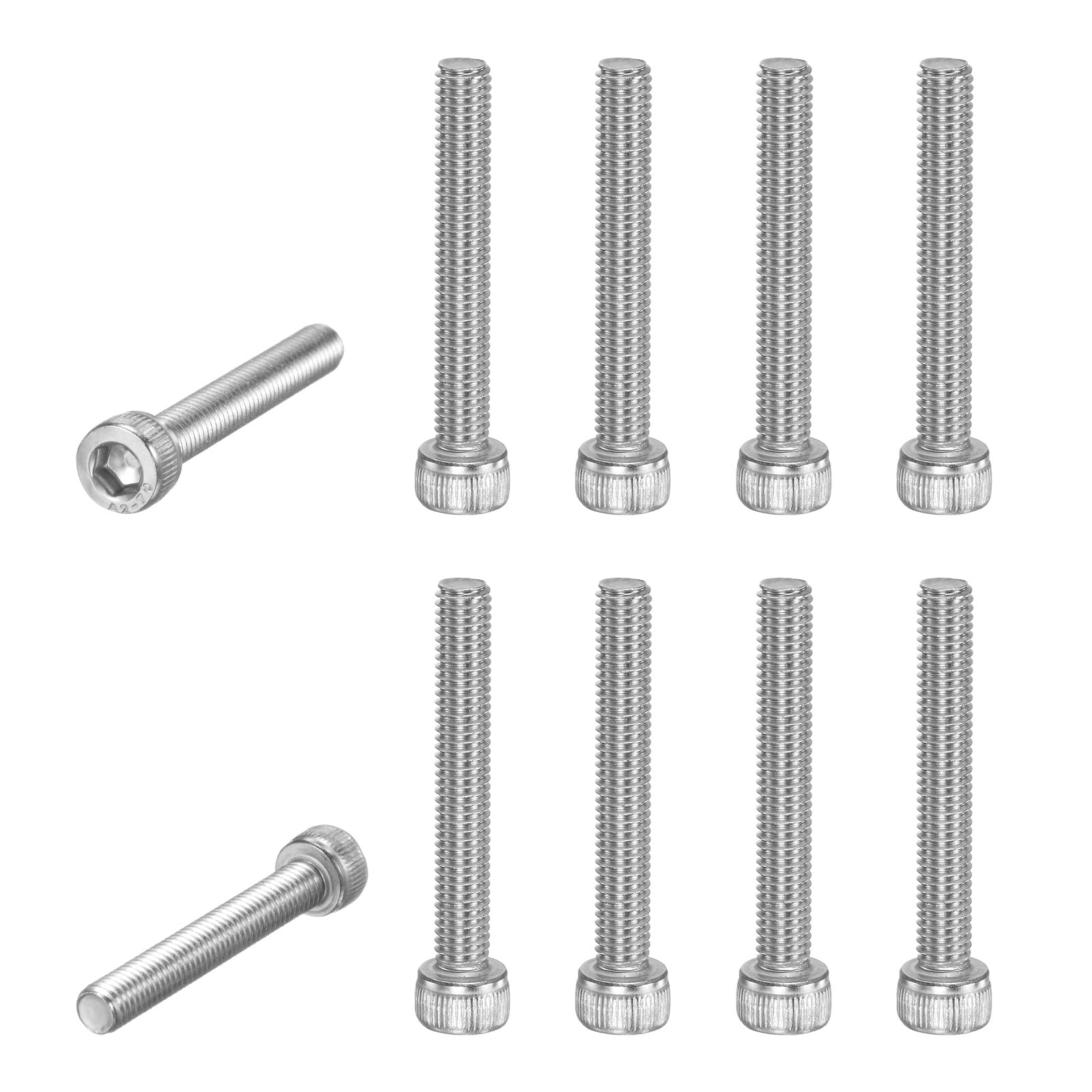 M METERXITY 10-Pack Socket Head Cap Screws Bolts M5x35mm 0.8mm Pitch Button Head Socket Screws 304 Stainless Steel Hex Socket Bolts [Silver]