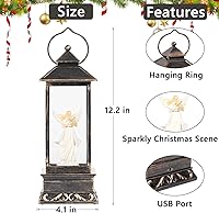 Vista 38 de Linterna musical de globo de nieve de Navidad, linterna giratoria brillante de 12 pulgadas con temporizador de 6 horas, alimentado por USB