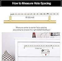 Vista 4 de OOGRISUN - Paquete de 2 tiradores de gabinete de latón macizo, manijas largas doradas para cajones, centro de orificio de 12-3/5 pulgadas