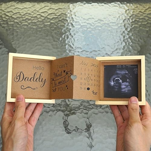 Miniatura 2 de Anuncio de Embarazo para Papá, Ideas de Anuncios de Bebé Caja de Imagen de Sonograma Caja de Recuerdos de Madera, Regalos para Futuro Papá