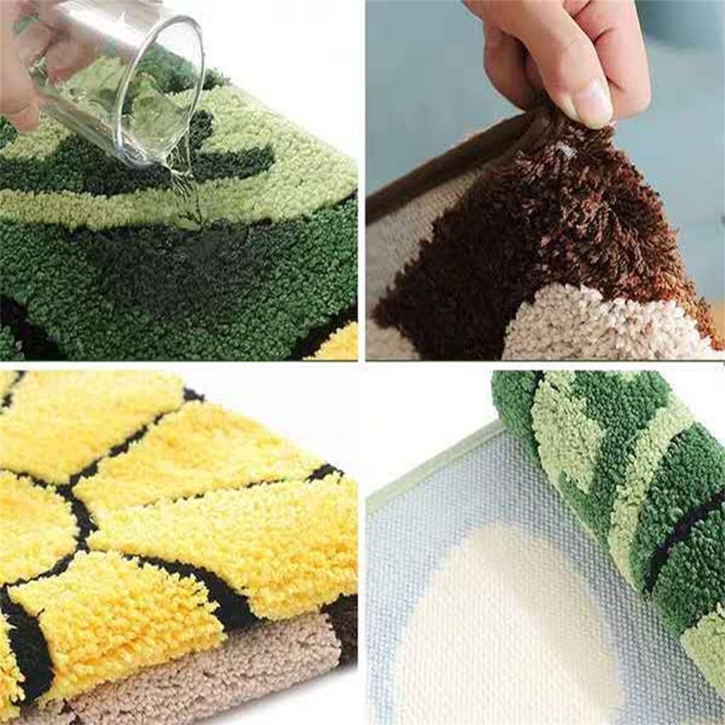 Nordic Fluffy Carpet Area Carpet Bathroom Floor Floral Absorbent Non-Slip mat Bathroom mat Door mat(E,40 * 60cm)